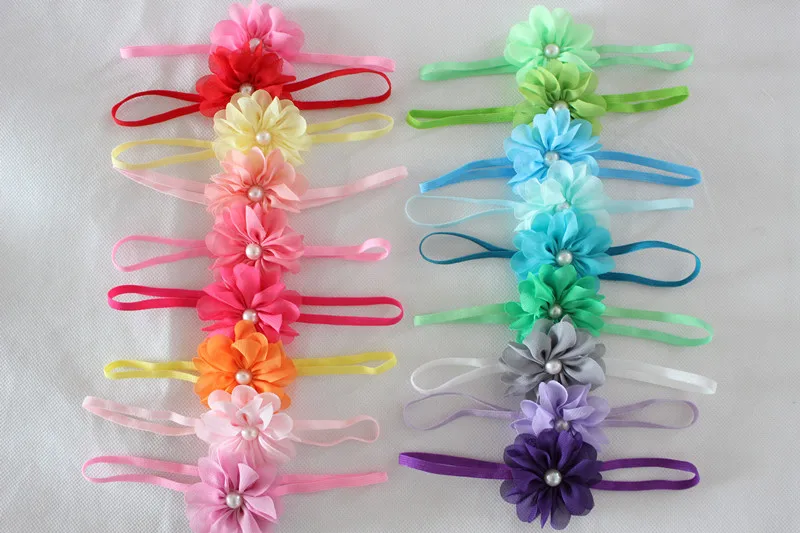 

300pcs Chic chiffon flower headband skniny flower headband, 23colors