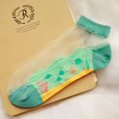 Женские короткие летние прозрачные хлопковые носки с рисунком | Женская одежда