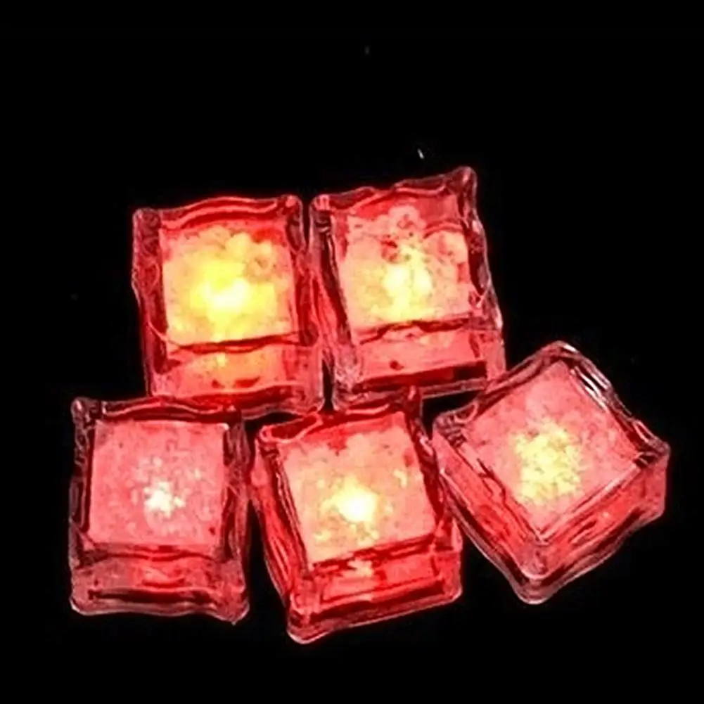 12 шт. DIY светодиодный светильник кубики льда красочный флэш-светильник Свадебные праздничные вечерние декоративные светящиеся светильник для питья кубики льда