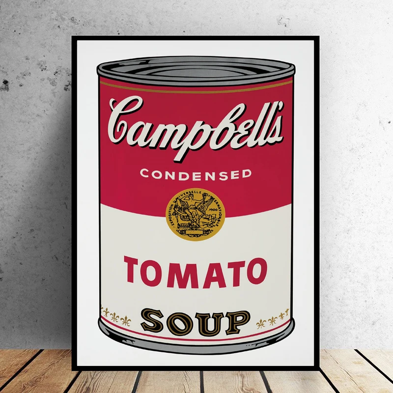 Рисунок в стиле поп-арт настенная живопись Andy Warhol томатный суп абстрактное искусство декоративная картина настенная Художественная печать для гостиной без рамы