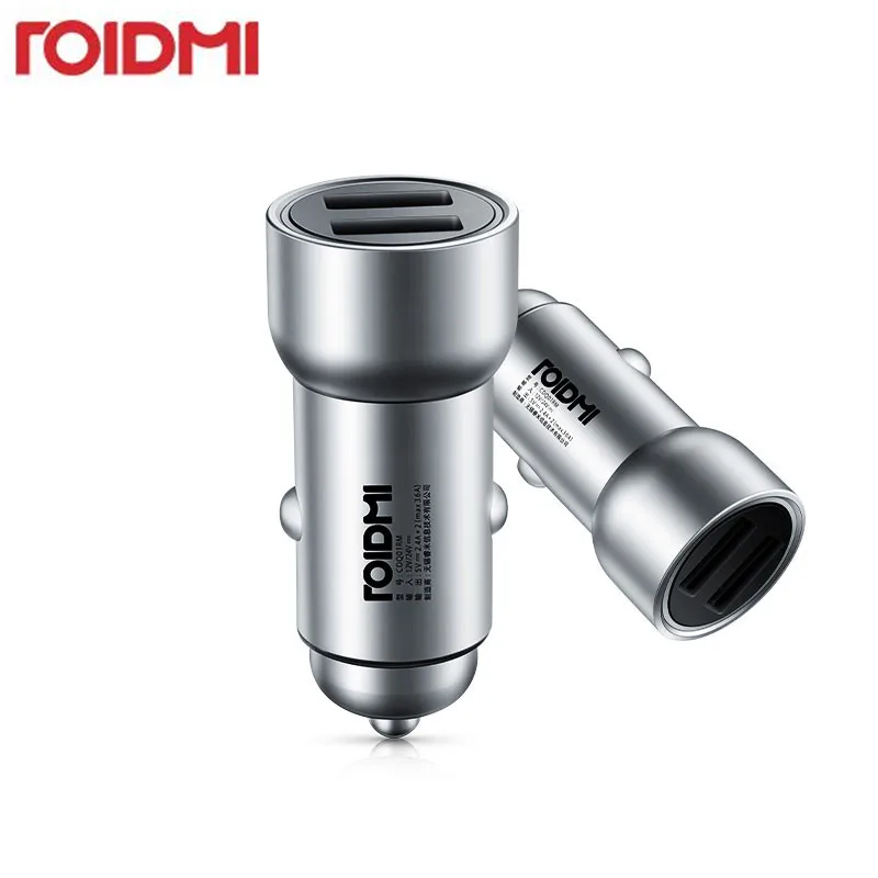 Автомобильное зарядное устройство Xiaomi Roidmi, металлический внешний вид, двойной USB, 5 В, 3,6 А, выход, быстрое зарядное устройство, адаптер для iPhone и Android, Samsung