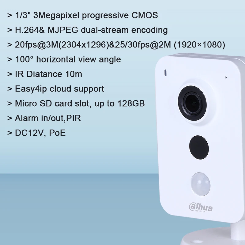 Оригинальная IPC K35A сетевая камера 3MP K серии PoE H.264 IR 10m слот для sd карты встроенный