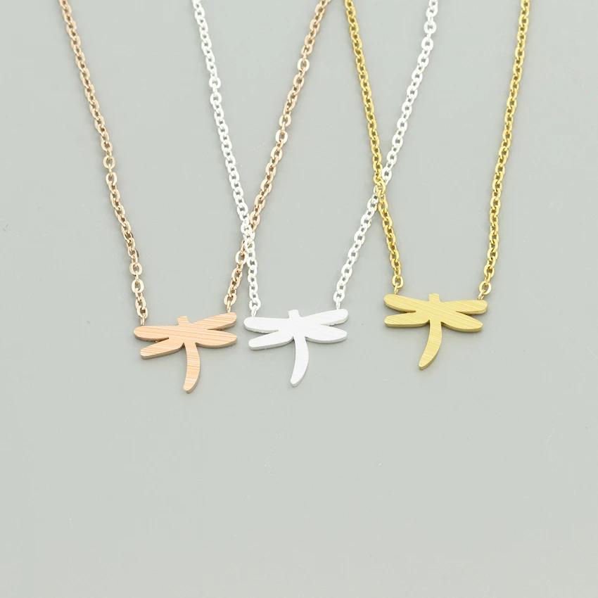 Новинка милая подвеска в виде летающей стрекозы из нержавеющей стали золотого