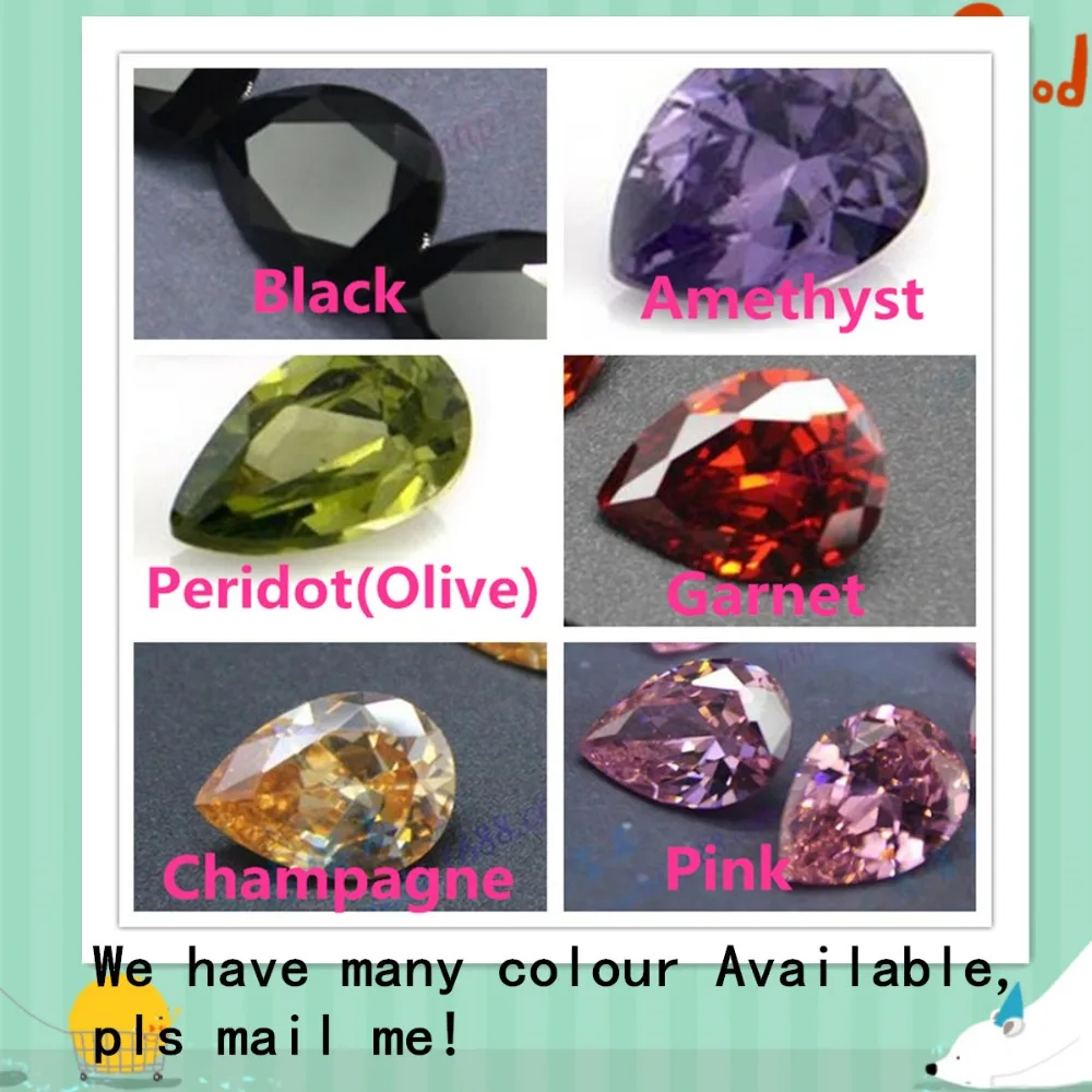 

MRHUANG Shine !50pcs/pack Grade AAA color CZ Cubic Pear 8*12MM Zirconia Stone DIY Beads For Jewelry Finding Hot!