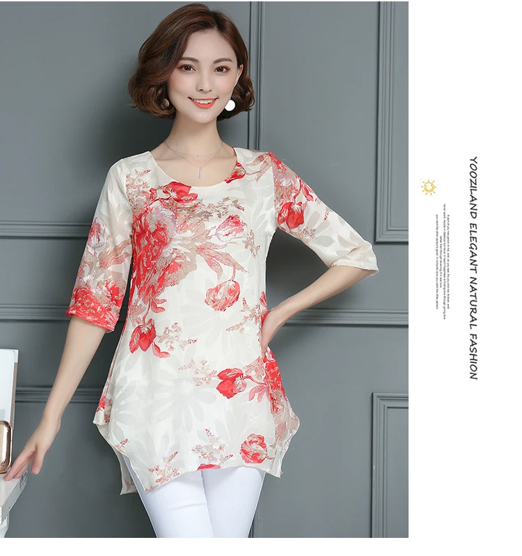 Женские топы с коротким рукавом feminina blusas женственная рубашка Плюс размер шифоновая блуза с вышивкой рубашка Лето повседневные свободные 137 H