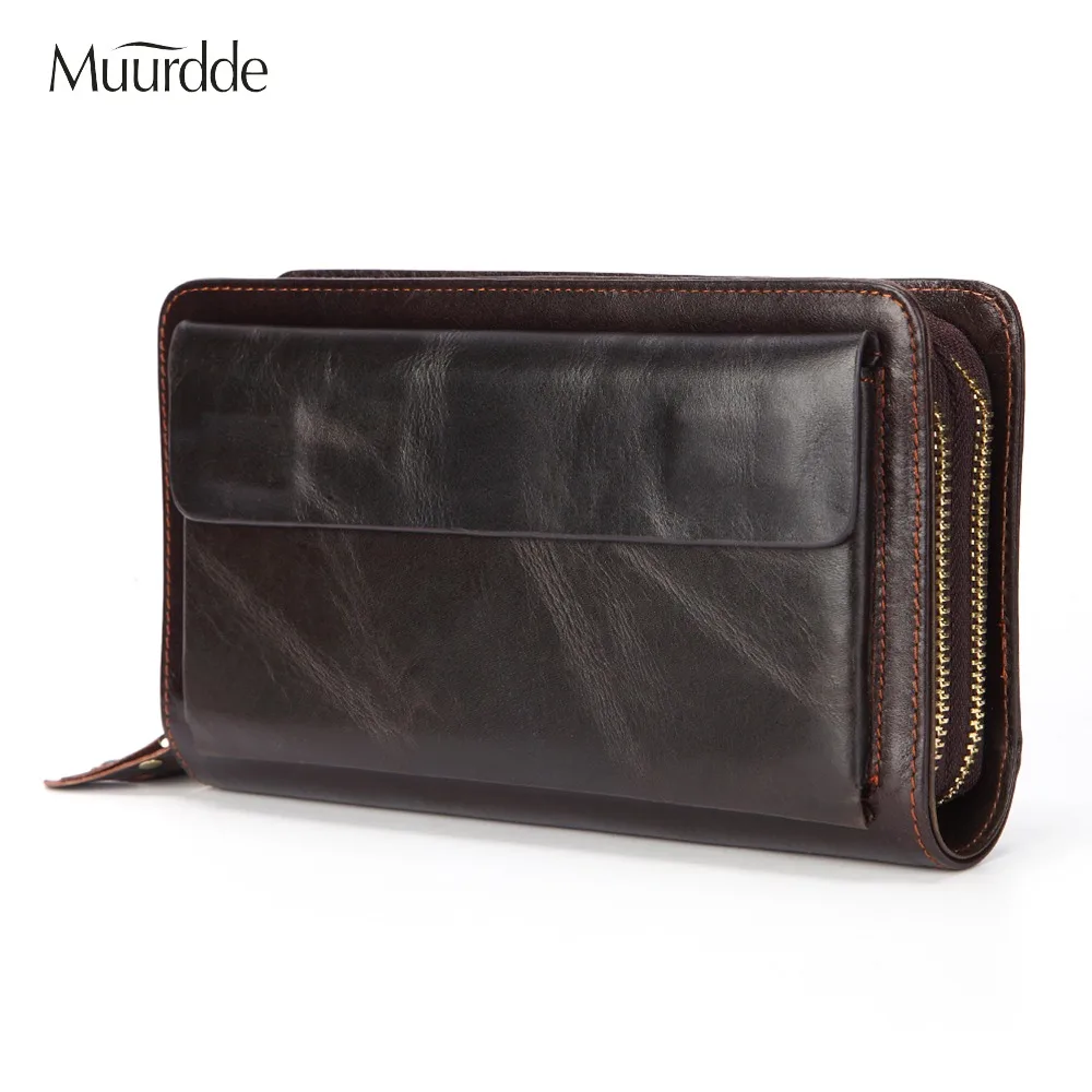 Muurdde брендовая мужская сумка клатч Винтажный Длинный кошелек из натуральной кожи