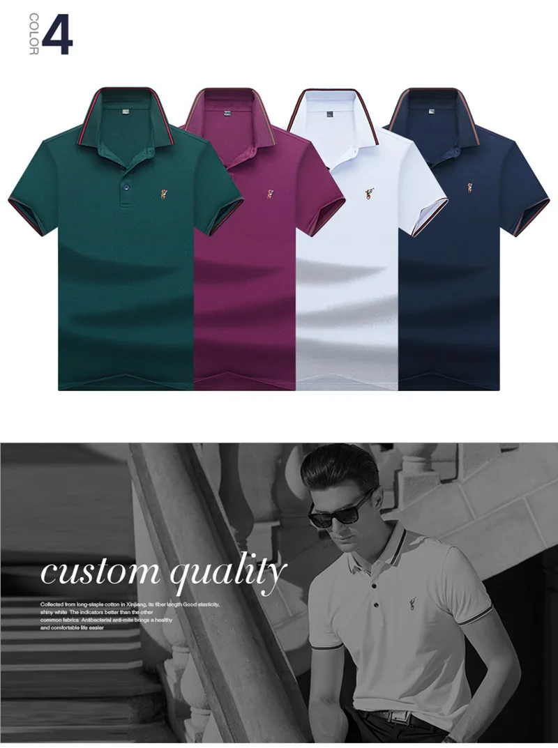 Поло de qualite superieure hauts et shirts Hommes Daffaires hommes marques Polo 3D broderie с отложным воротником col hommes Polo