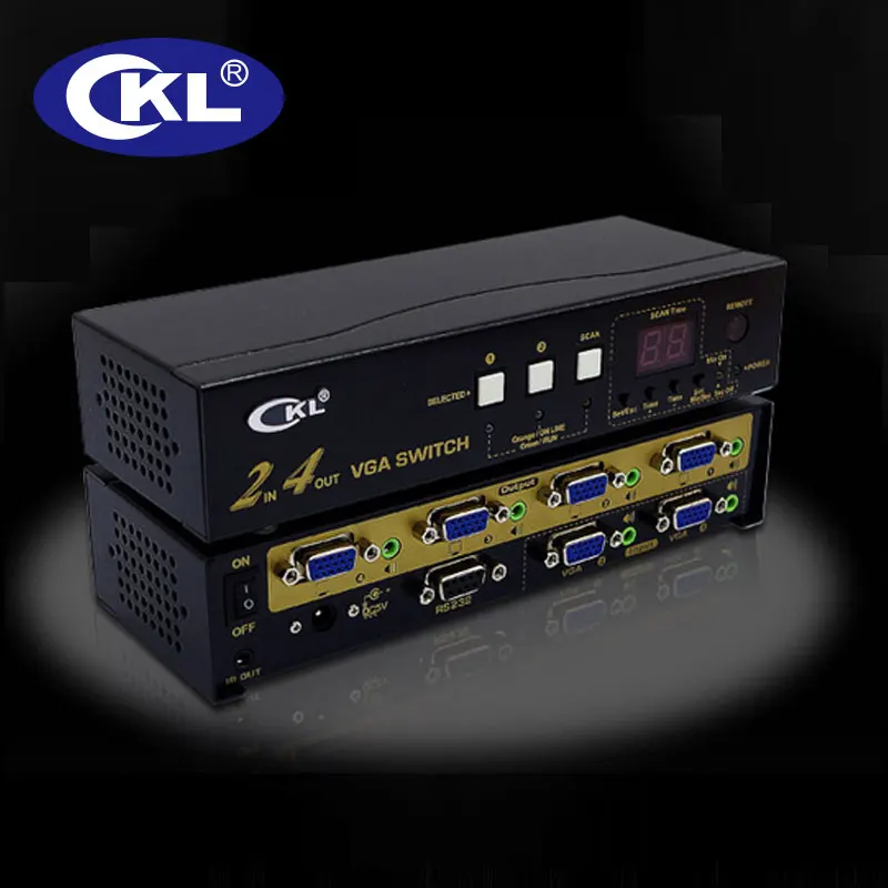 Переключатель CKL 224R VGA с аудио 2 в 4 выхода. 2048*1536 450 МГц для монитора ПК ИК пультом
