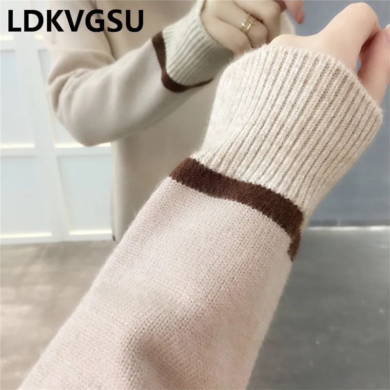 

Plus Size Casual Women Sweater 2018 Autumn Winter Turtleneck Loose Solid Knitted Pullover Female Knitwear Long Sleeve Is1011