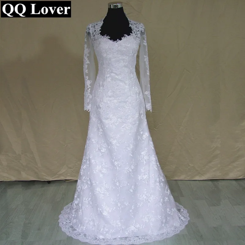Летнее пляжное платье русалки с длинным рукавом Vestido De Noiva кружевное Сексуальное Милое недорогое кружевное свадебное платье
