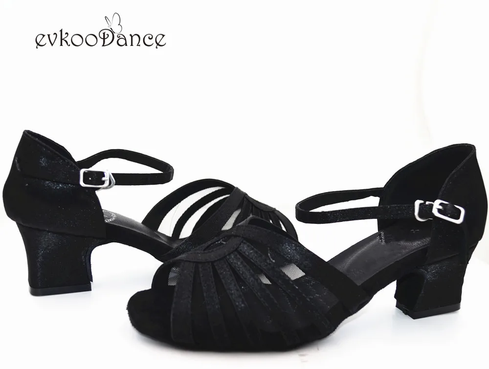 Туфли для латинских танцев размер США 4-12 Zapatos De Baile высота каблука 5 см черный цвет