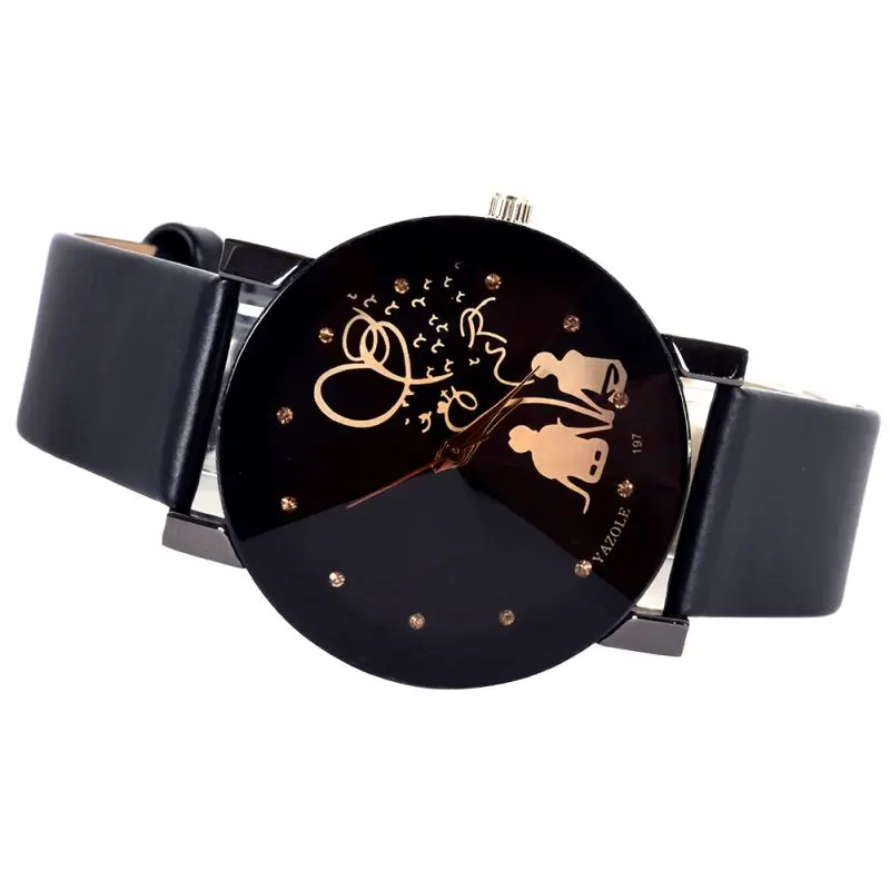 Мужские и женские наручные часы YAZOLE модные кварцевые с кожаным ремешком пряжкой