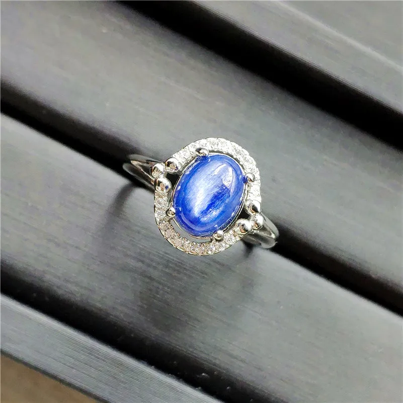 9x7mm Natural Kyanite Ring Healing Round Shape AAAAA Cat Eye Party Luxury Wedding Adjustable Fashion Rings Jewelry Drop Shipping | Украшения