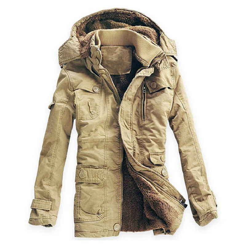 

2019 New Fashion Winter Jacket Men Outwear Breathable Warm Coat Parkas Thickening Casual Cotton-Padded Jacket Fleece Parkas