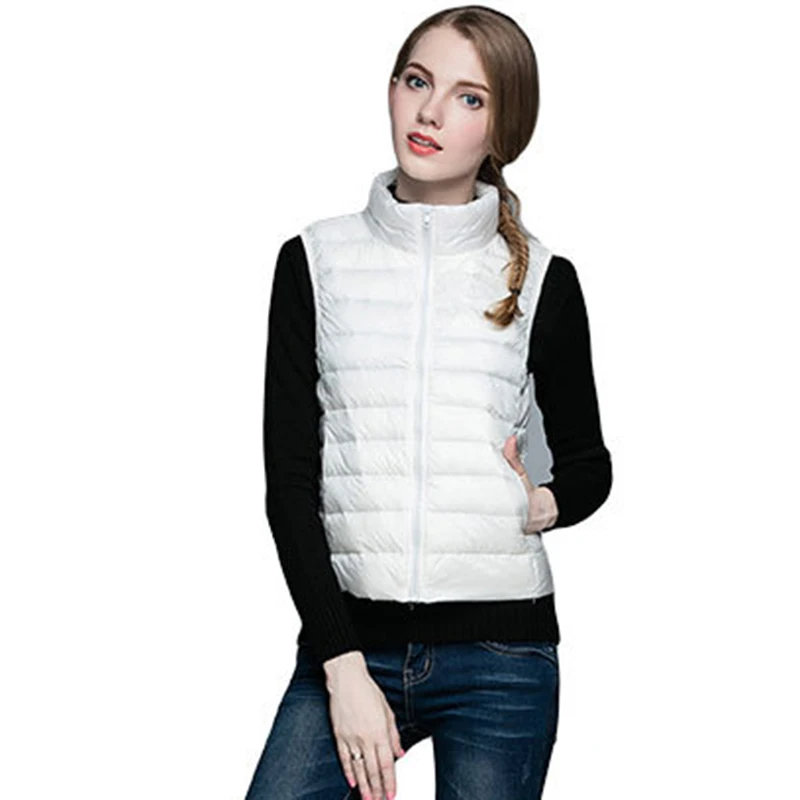 Весенний Новый светильник пуховой жилет женский короткий без рукавов с