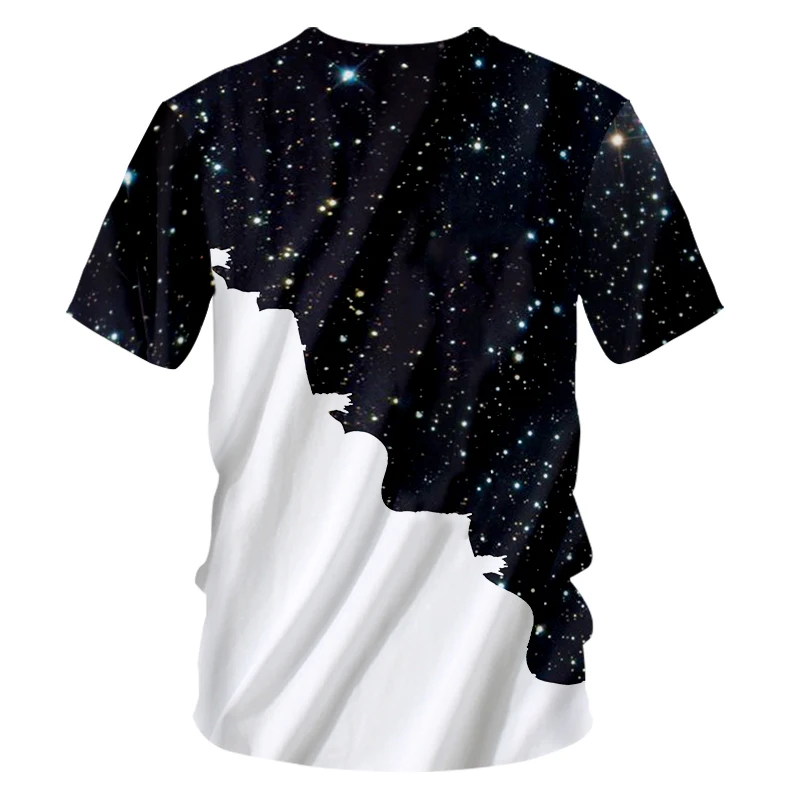 UJWI новые рубашки Мужская мода с коротким рукавом звездное небо 3D Футболка