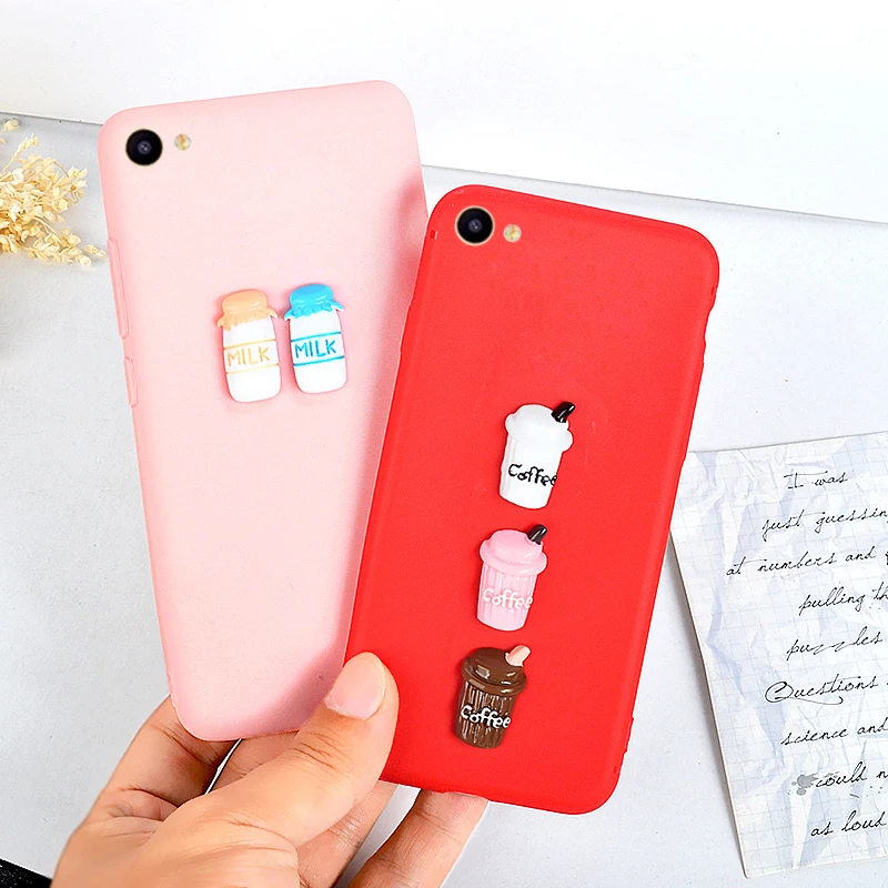 Cute Candy Silicone Case For Vivo Y81 Soft Cover Phone Bags Y 81 VivoY81 Back Covers 3D Coffee 6.22&quot |