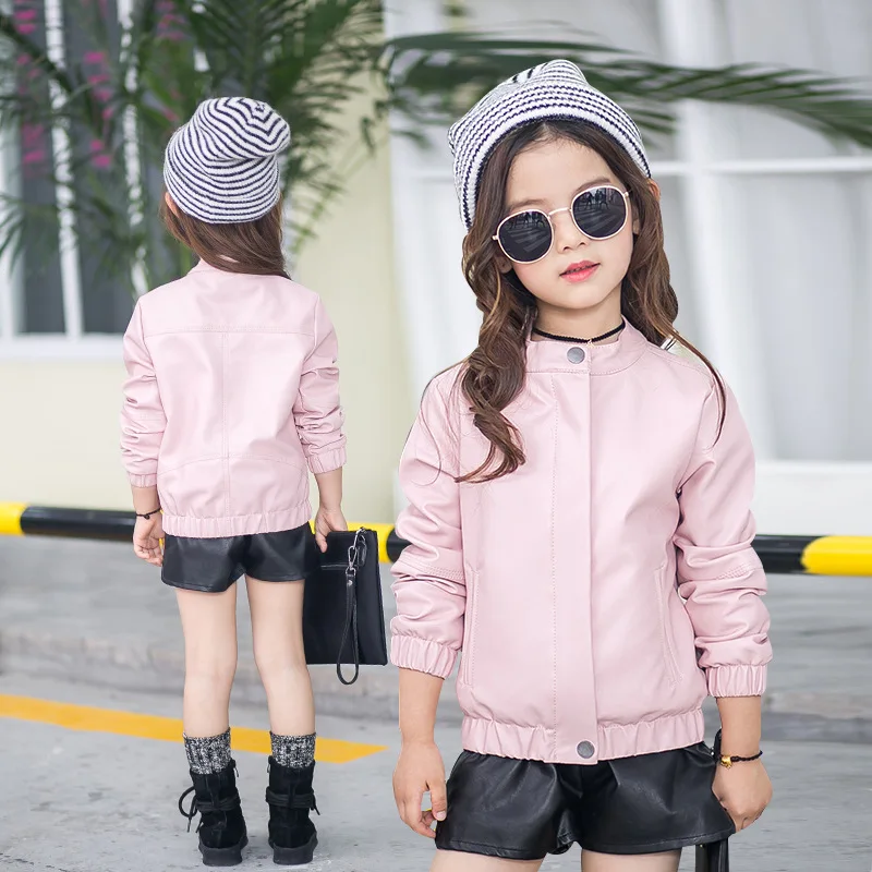 Мотоциклетные Куртки и пальто из искусственной кожи для девочек-подростков 2018