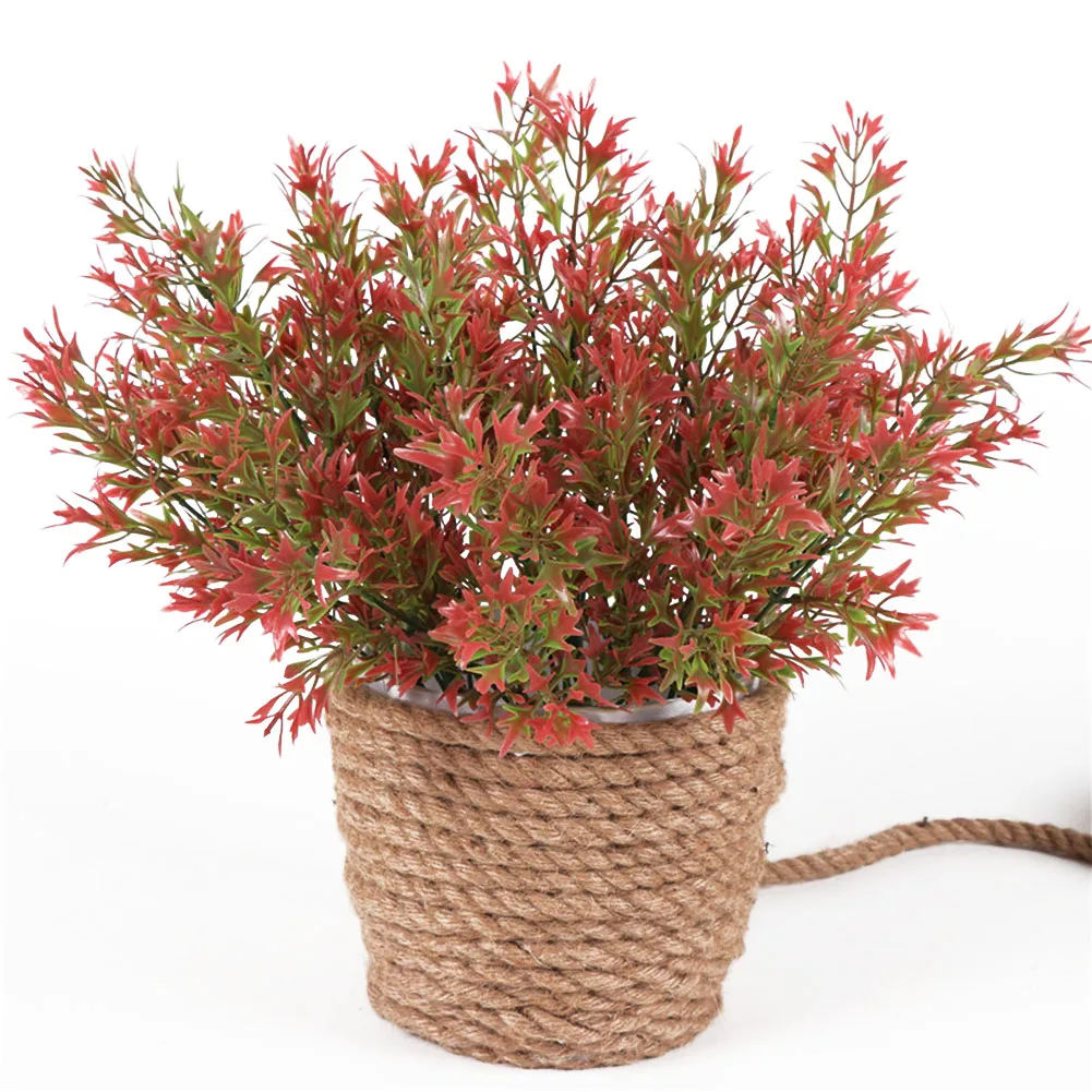 Искусственные листья хризантемы трава пластиковое растение в горшке 5 вилок