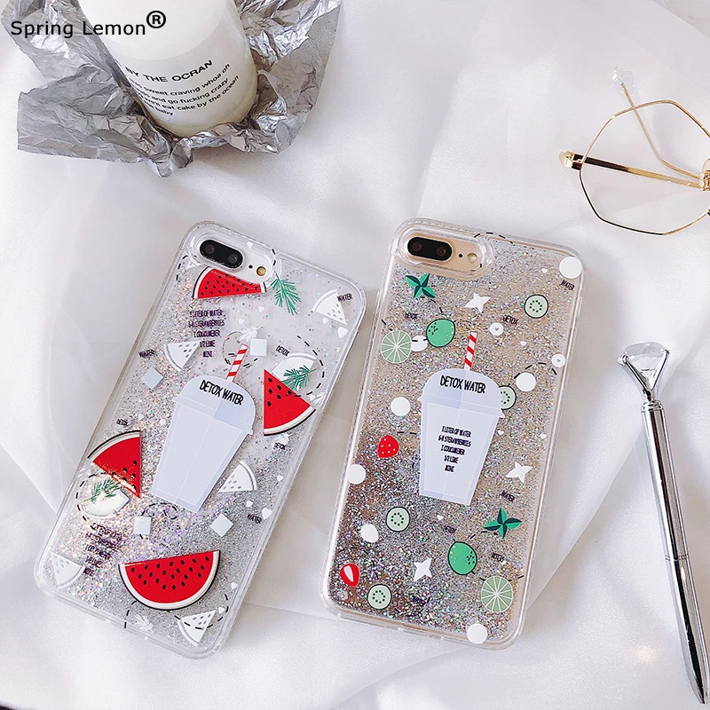 Весна лимон напиток фрукты Блеск Жидкость зыбучие пески арбуз киви силиконовый