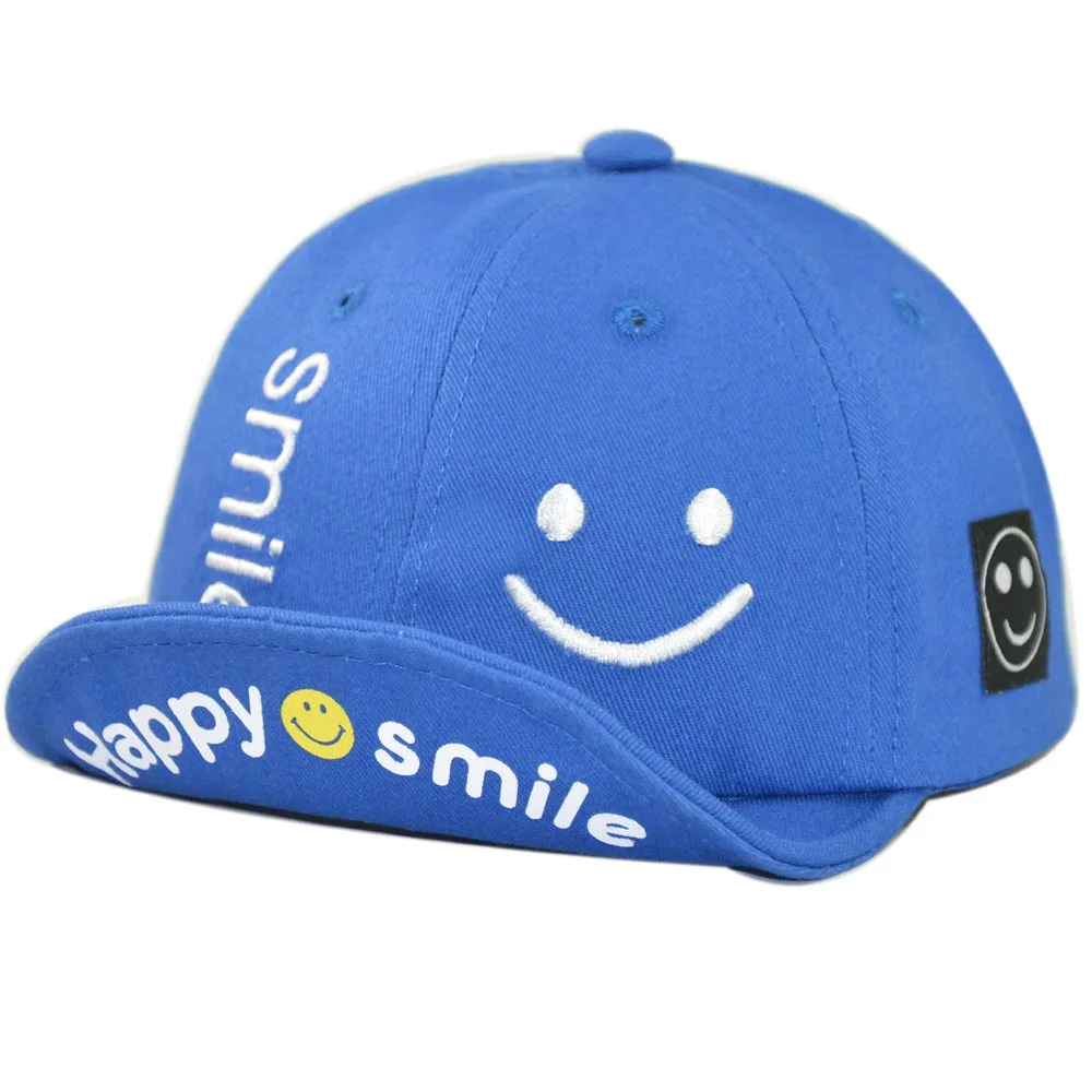 Весенне летняя детская хлопковая бейсболка со смайликом для девочек и мальчиков