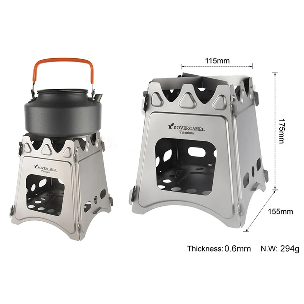 Camping Wood Stove Folding Lightweight Titanium Burning Backpacking Kettle Water Pot Teapot Coffee Cooking | Спорт и развлечения