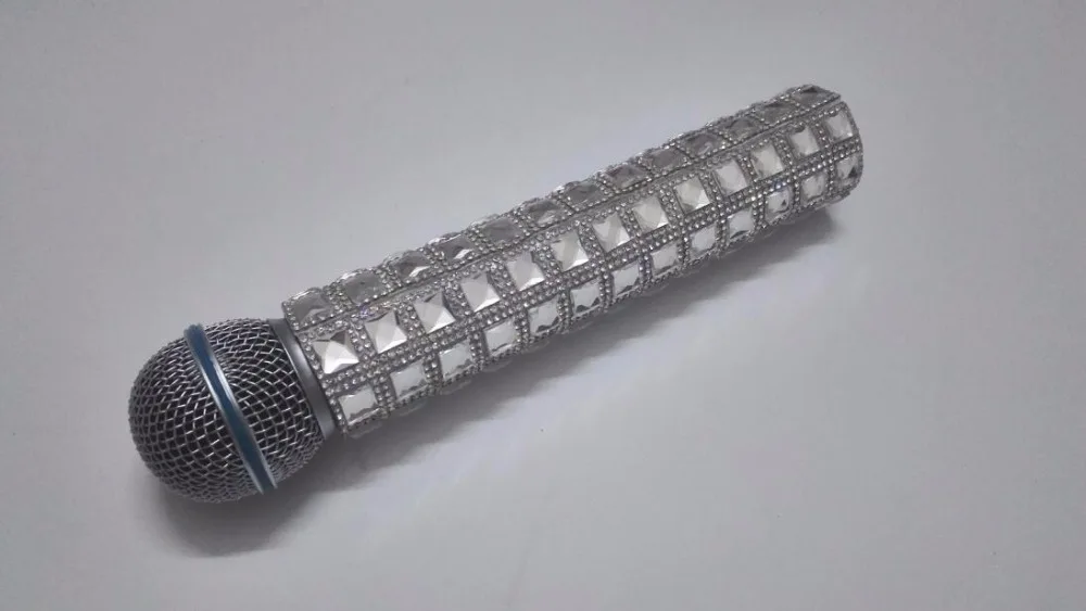 Микрофон кристалл кожи рукавами Blinging ручной в виде ракушки флэш бурение bling Обложка