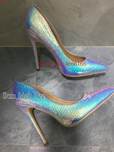 8cm heel Г. Новая модная женская обувь вечерние и свадебные туфли со змеиным принтом Большие размеры 35-43, пикантные туфли-лодочки на высоком каблуке с острым носком женская обувь - Цвет: 8cm heel