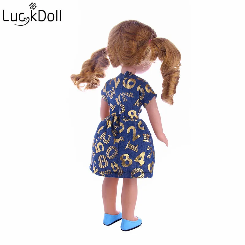LUCKDOLL милое розовое платье для посадки 14 5 Дюймов Американская кукла Wellie Wishers