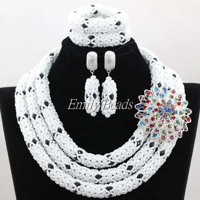 Модный черный свадебный комплект ювелирных изделий из бисера в нигерийском