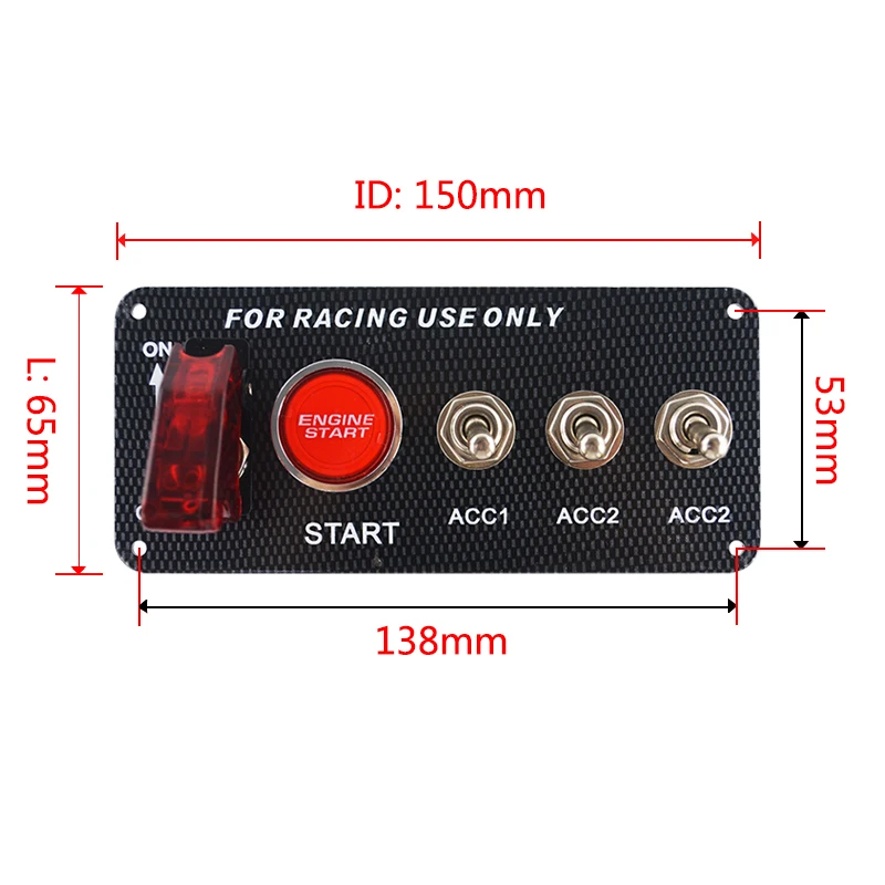 12 В Светодиодная панель переключателя зажигания для гоночного автомобиля кнопка