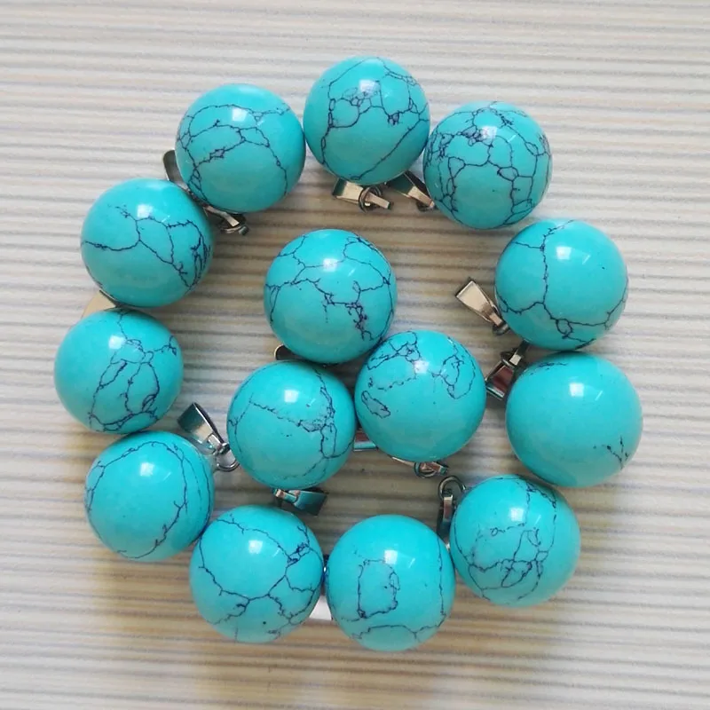 turquoise 50 шт. натуральные каменные подвески-талисманы смешанный круглый шар кулон для изготовление ювелирных ожерелий - Окраска металла: turquoise
