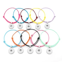 new se0161 colorful waxed thread manual adjustable snap bracelets 10pcs mixed fit 18mm snap buttons wholesale