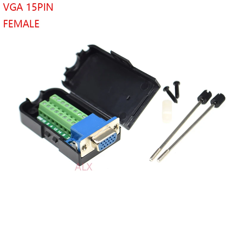 1 шт. VGA VGA15 DB15 15PIN 3 ряда розетка гнездовой разъем для штекера до винтовой терминальный адаптер с черной раковины и D-SUB жильный кабель припойная