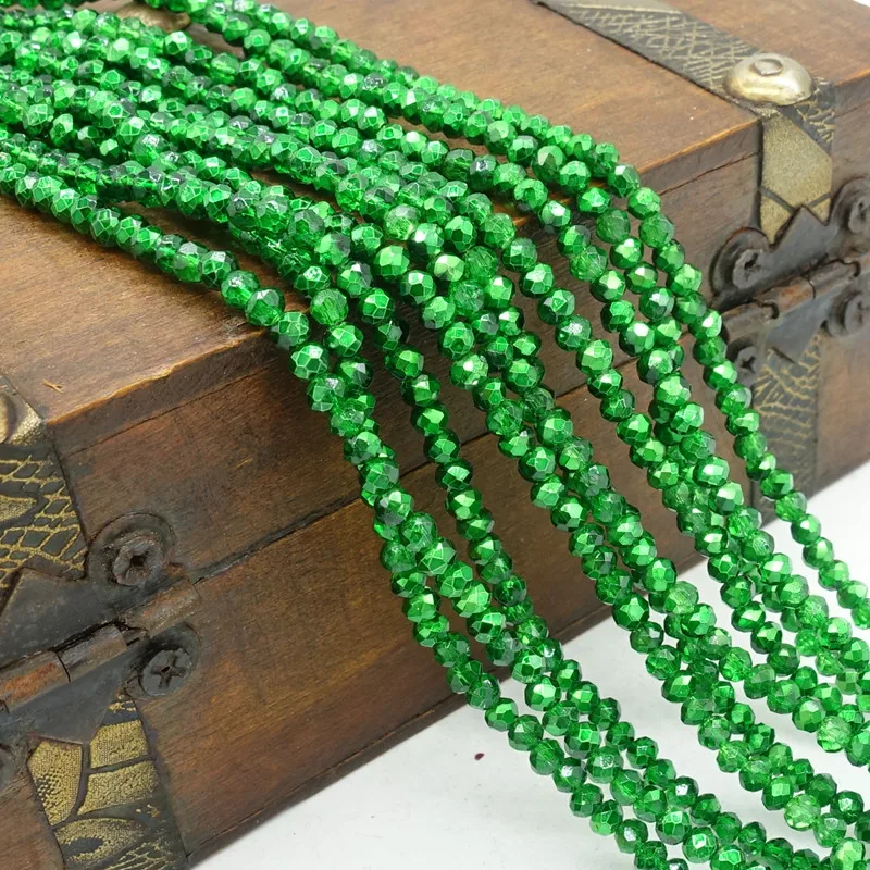 deep green Новинка 196 шт, Круглые граненые стеклянные бусины для изготовления ювелирных изделий, 2 мм - Цвет: deep green