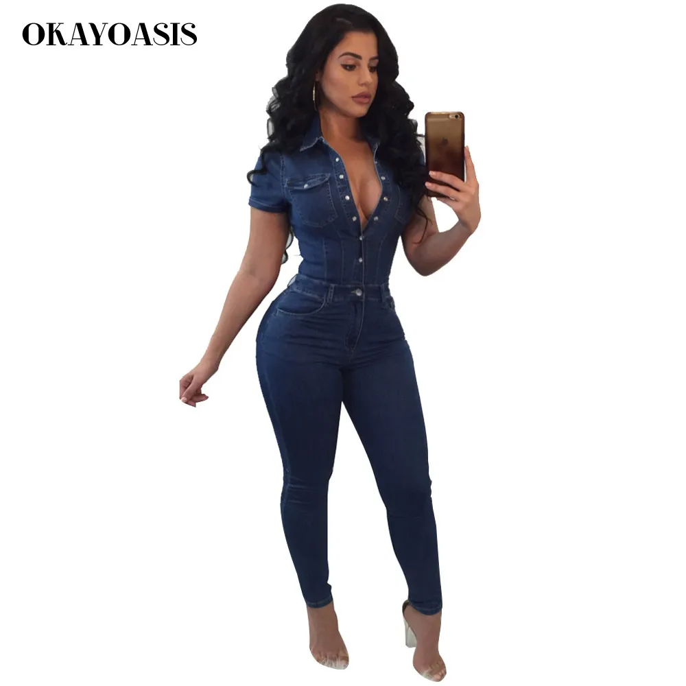 OKAYOASIS горячие модные популярные 2018 облегающие комбинезоны с коротким рукавом