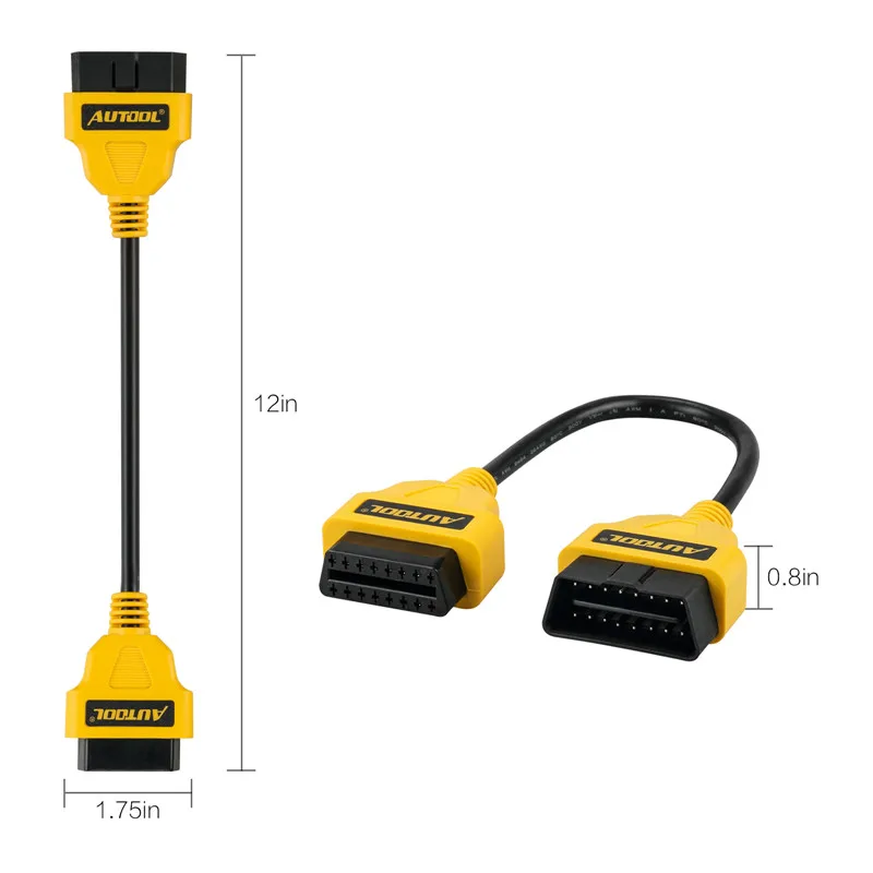 AUTOOL 30 см OBD2 16Pin штекер к гнезду Удлинительный кабель разъем OBDII OBD 2