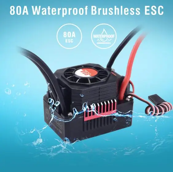 80A ESC Водонепроницаемый 25A 35A 45A 60A 80A 120A 150A ESC бесщеточный, Скорость контроллер для 1/8 1/10 1/12 1/20 RC автомобиль - Цвет: 80A ESC