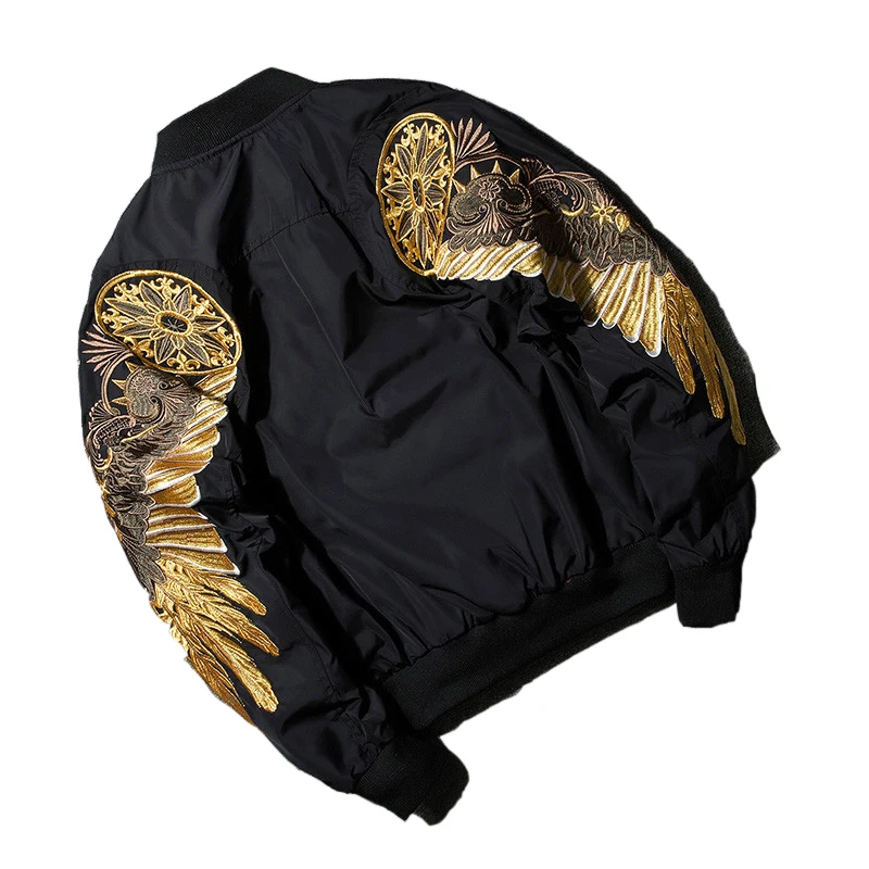 Весна 2018 Золотая куртка с вышивкой Крылья для мужчин | Мужская одежда