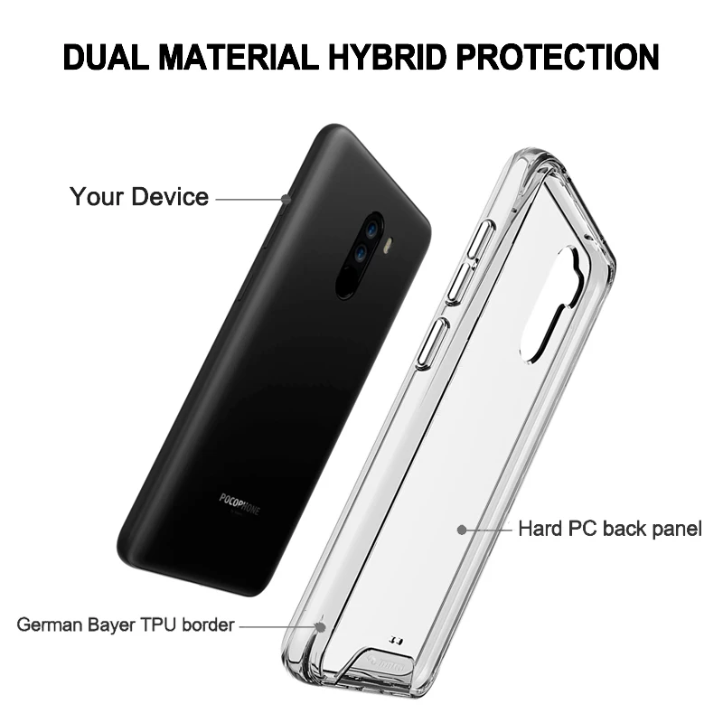 TOIKO Chiron Гибридный Жесткий ПК Мягкий ТПУ бампер защитные чехлы для xiaomi Pocophone F1 противоударный корпус Poco F1 Прозрачный чехол для телефона