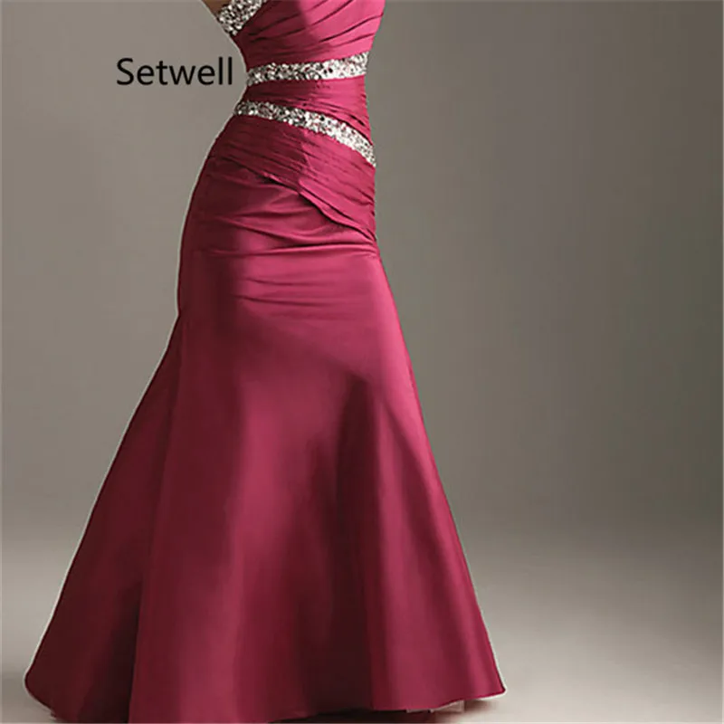 

Setwell 2017 Elegant Mermaid Evening Dresses Shining Sequin Strapless Backless Evening Gown New Arrival Burgundy Prom Dress