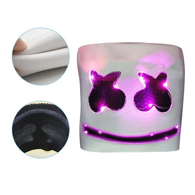 DJ Marshmello маска шлем на всю голову Электрический светодиодный Хэллоуин косплей бар