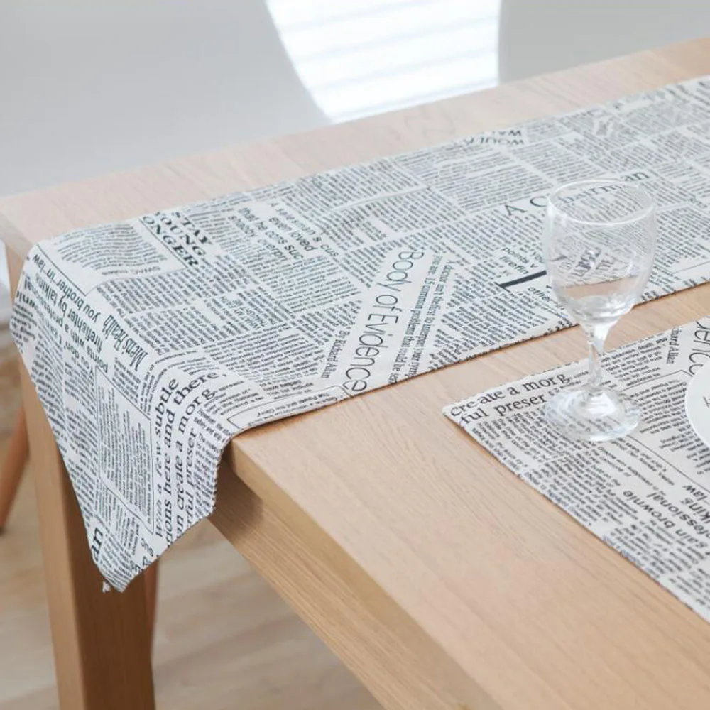 1PC Rectangle Enlish Letter Pattern Home Dining Table Runners Linen Cotton For Party Decoration Hotel Decor | Дом и сад