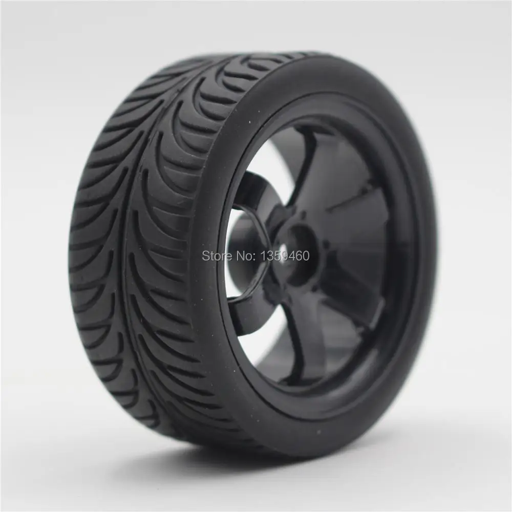4 шт. 1/10 RC мягкий резиновый туристический обод колеса с шиной W6SNK (черный) 3/6/9 мм