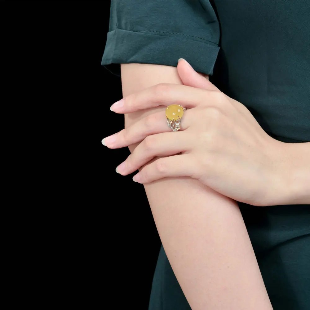 Женское кольцо из серебра 925 пробы RADHORSE регулируемое стерлингового с Янтарной