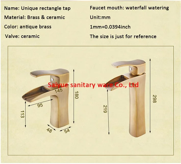Водопад античная латунь отделка ванная раковина кухонный сосуд Раковина кран