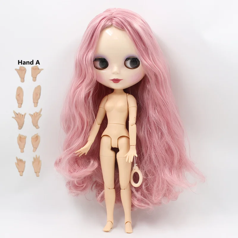 Заводская кукла blyth BL1063/1010 розовые волосы без бахромы/челка блестящая игрушка для тела 1/6 30 см - Цвет: doll with hand A