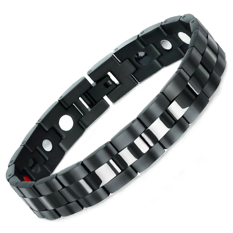 10131 Hottime Luxury Fashion Health Energy Bracelet Bangle Men 316L Stainless Steel Bio Magnetic Bracelets Black& Golden Jewelry - Окраска металла: 10131