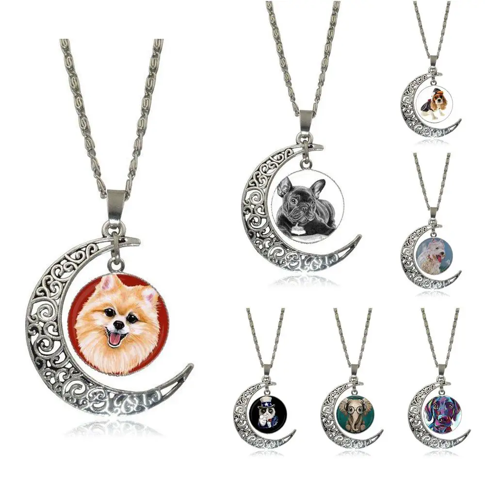 Эмалированное ожерелье EJ модная Длинная цепочка с ожерельем в форме полумесяца