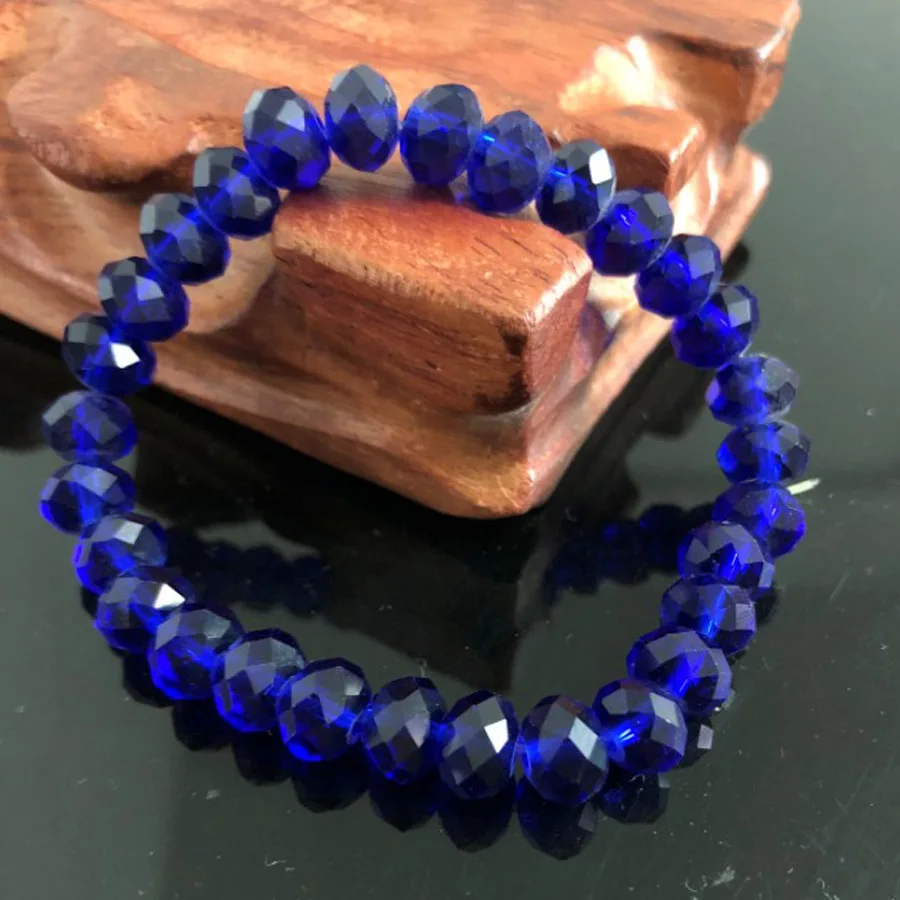 HT8M3 8mm Royal Blue Ручной работы женский 8 мм страз стекло Плетеный, с камнями круглые бусины стрейч браслет Femme браслеты Девушка обернуть ювелирные изделия - Окраска металла: HT8M3 8mm Royal Blue